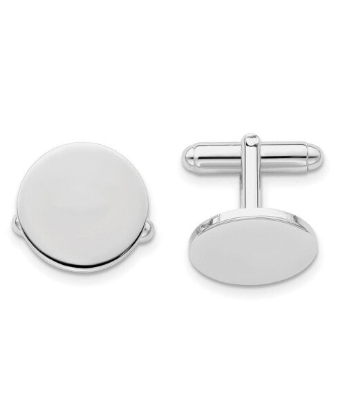 Kelly Waters Rhodium-plated Polished Round Engravable Cuff Links