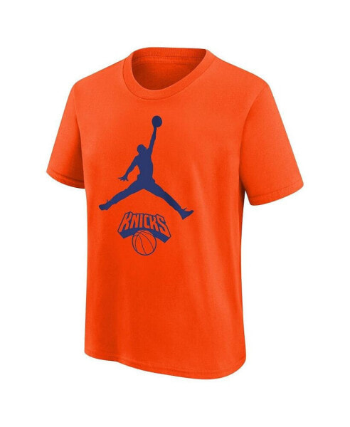 Brand Big Boys and Girls Orange New York Knicks Essential Jumpman Logo T-Shirt