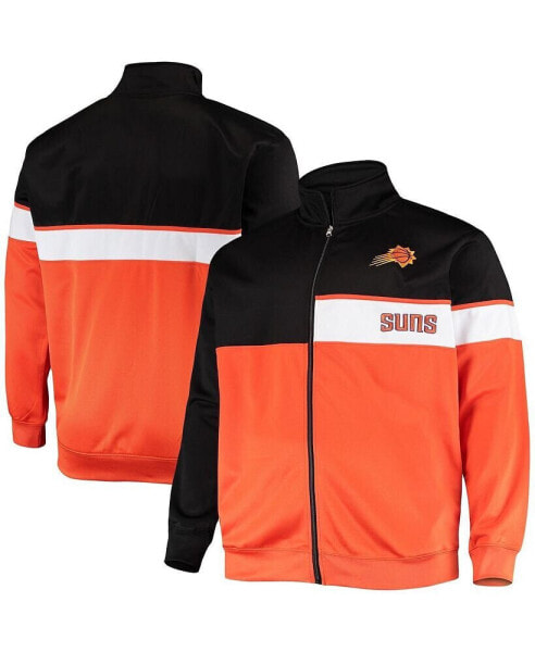 Men's Black, Orange Phoenix Suns Big and Tall Pieced Body Full-Zip Track Jacket