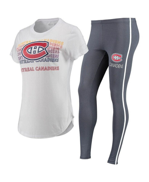 Women's White, Charcoal Montreal Canadiens Sonata T-shirt and Leggings Set