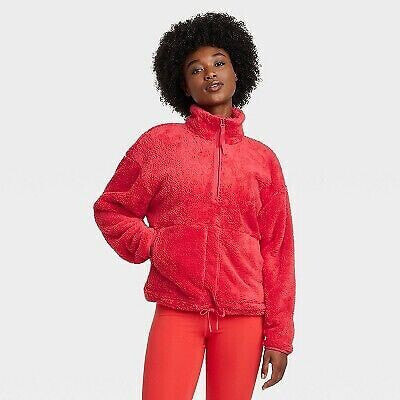 Women's High Pile Fleece 1/2 Zip Pull Over - All in Motion Red XS