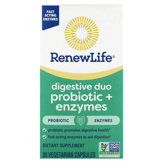 Пробиотики и ферменты для пищеварения Renew Life Digestive Duo, 30 капсул (вегетарианские)