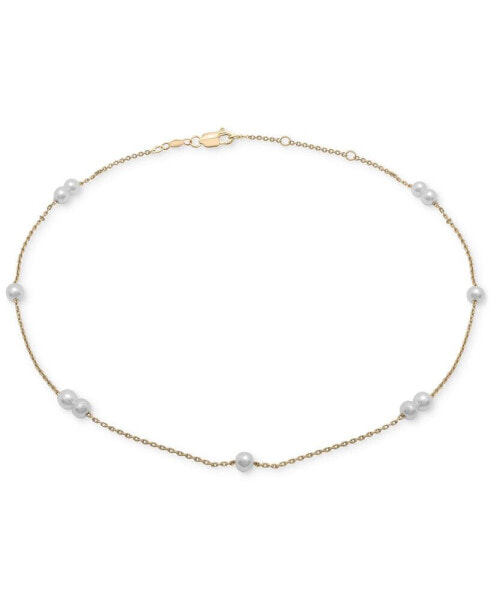 Cultured Freshwater Pearl (3mm) Station Anklet Bracelet