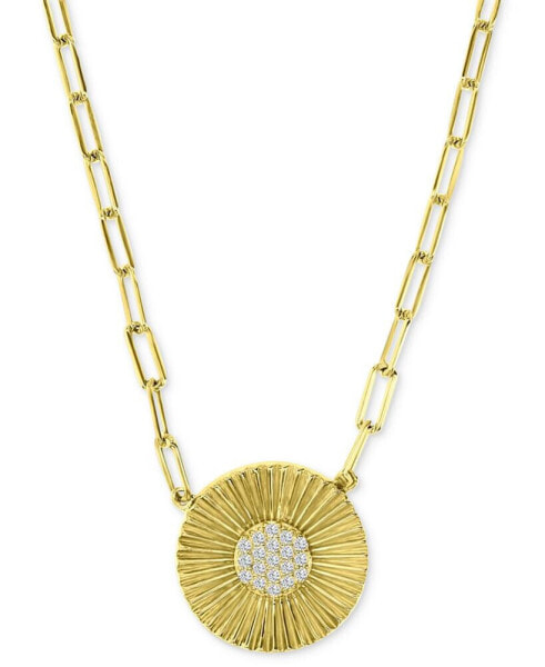 Macy's cubic Zirconia Sunflower 18" Pendant Necklace in 14k Gold-Plated Sterling Silver