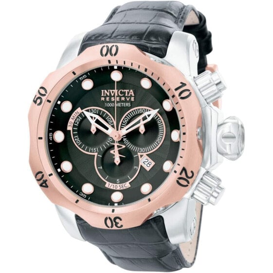 Invicta Men's 0360 Reserve Collection Venom Chronograph Black Leather Watch