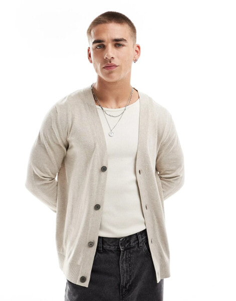 Jack & Jones light weight cardigan in beige