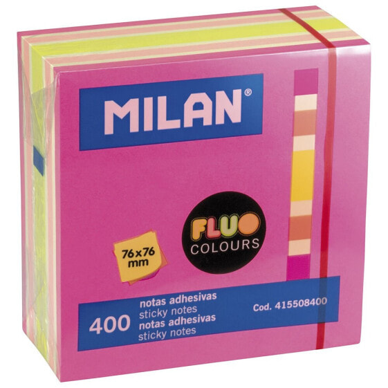 MILAN Pad 400 Fluo Coloured Adhesive Notes 76x76 mm