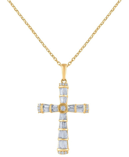 Macy's diamond Round & Baguette Cross 18" Pendant Necklace (1/2 ct. t.w.)