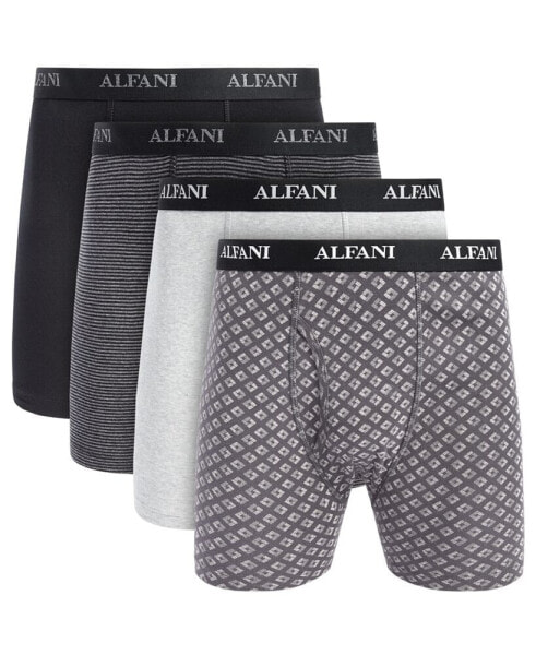 Men's 4-pk. Textured & Solid Boxer Briefs, Created for Macy's