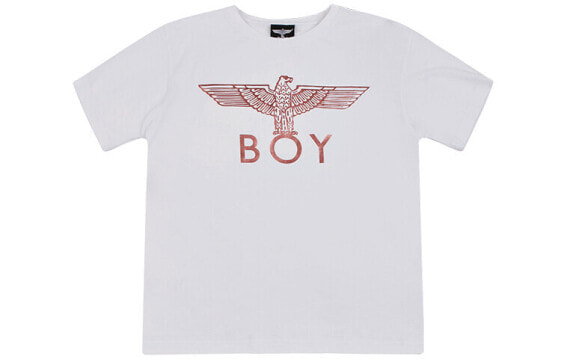Boy London 粉烫金翅膀印老鹰 Logo 短袖T恤 男女同款 白色 / Футболка Boy London LogoT B201NC701001