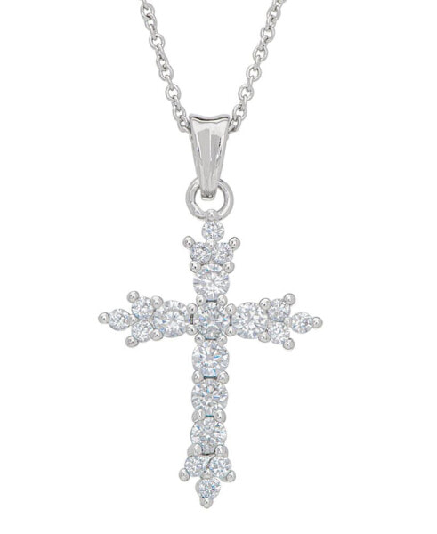 Macy's women's Fine Silver Plated Cubic Zirconia Cross Pendant Necklace