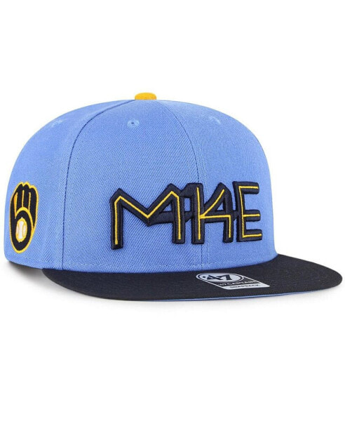 Men's Powder Blue Milwaukee Brewers City Connect Captain Snapback Hat