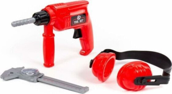 Игровой набор Polesie Tool Set 91116 Red Drill Ear Pads Caliper (Красный Дрель Уха Подушки Циферблат)