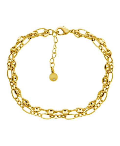 Gold or Silver Plated Marine Double Chain Bracelet