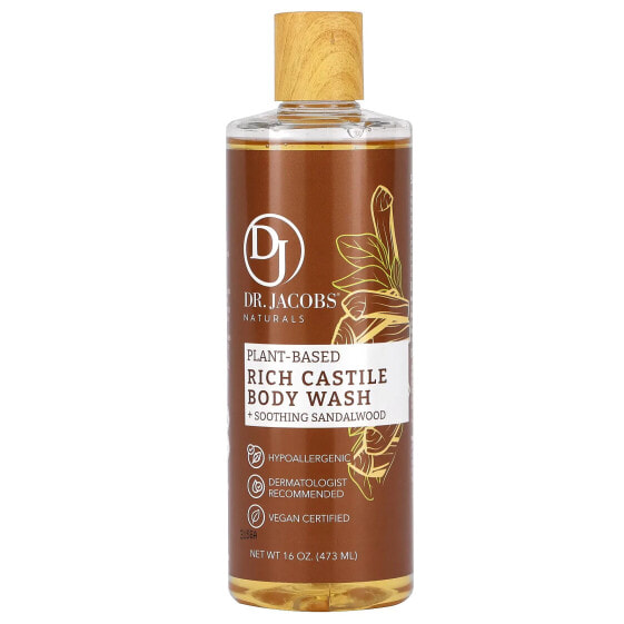 Plant-Based Rich Castile Body Wash, Soothing Sandalwood, 16 oz (473 ml)