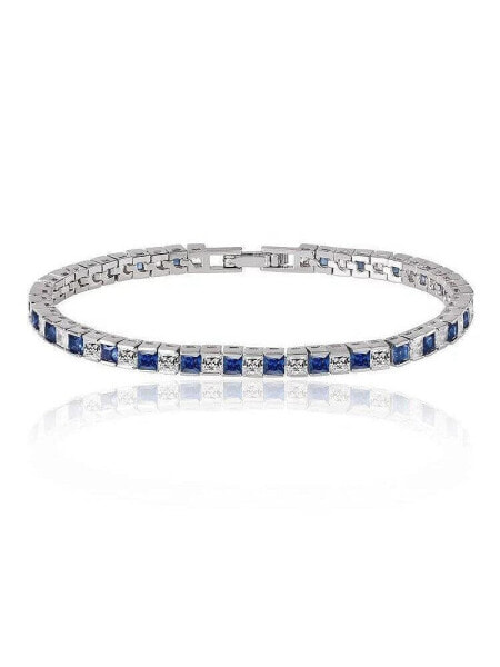Princess Cut Tennis Bracelet with White Diamond and Sapphire CZ