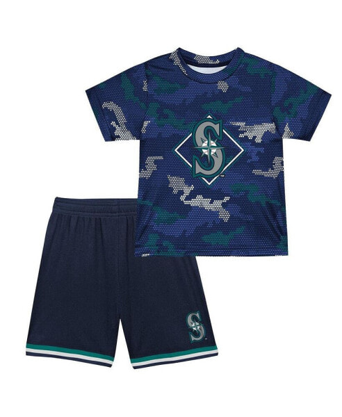 Toddler Boys and Girls Navy Seattle Mariners Field Ball T-shirt and Shorts Set