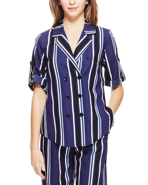 Pearl By Lela Rose Striped Camp Shirt Women's