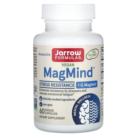 Витамины для улучшения памяти Jarrow Formulas Vegan MagMind, Stress Resistance, 60 вегетарианских капсул
