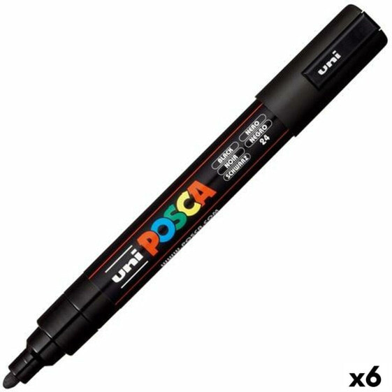 Ручки фломастеры POSCA PC-5M Bullet Черные 1,8-2,5 mm (6 штук)