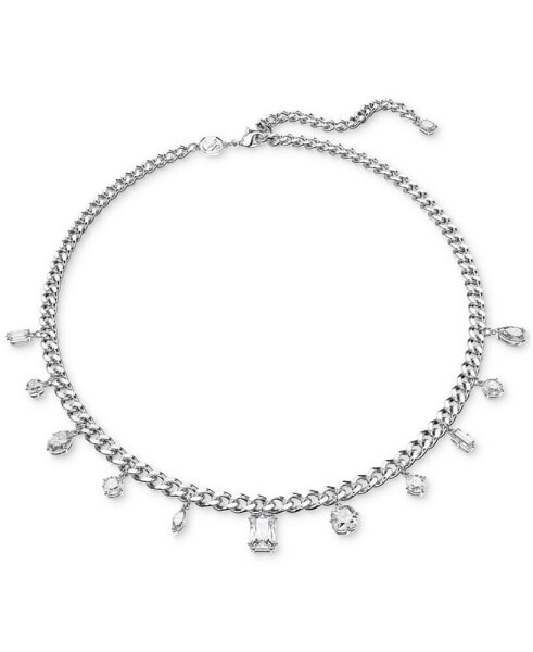 Rhodium-Plated Crystal Charm Necklace, 16-1/2" + 3" extender