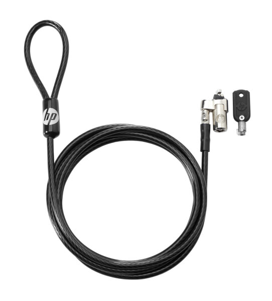 HP Keyed Cable Lock 10 mm - 1.83 m - Round key - Galvanized steel - Black