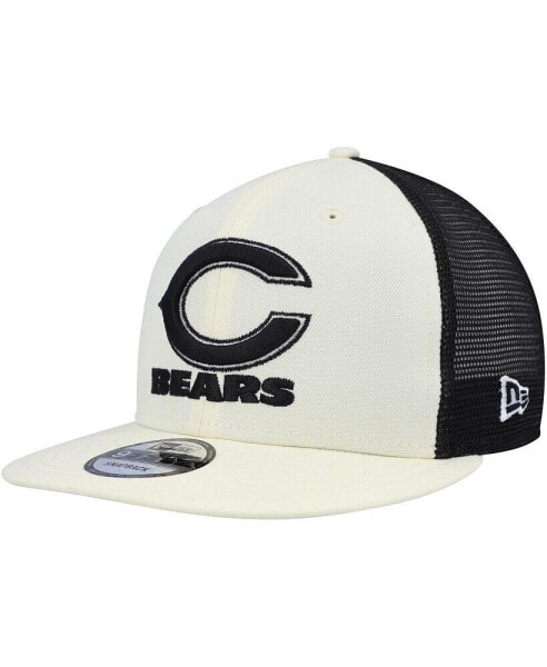 Men's Cream, Black Chicago Bears Chrome Collection 9FIFTY Trucker Snapback Hat