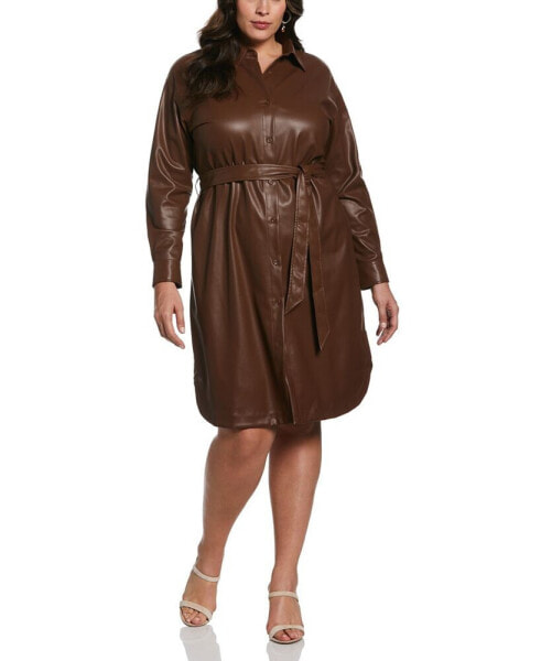 Платье женское Ella Rafaella Plus Size Faux Leather Long Sleeve Shirtdress