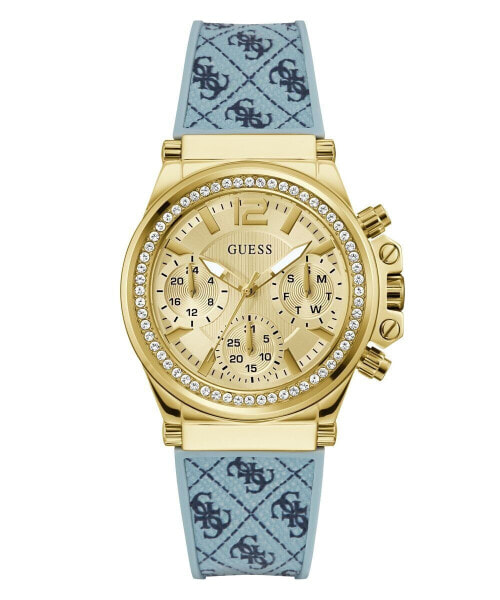 Женские наручные часы Guess CHARISMA голубой, золото 38 мм GW0699L1