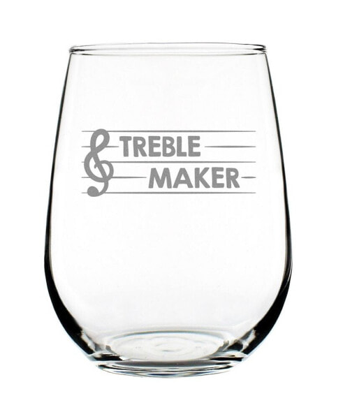 Treble Maker Musician Gifts Stem Less Wine Glass, 17 oz