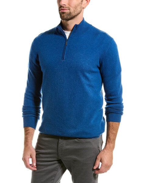 Forte Cashmere 1/4-Zip Cashmere Mock Sweater Men's Blue S