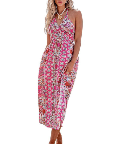 Women's Floral Paisley Print Maxi Beach Dress