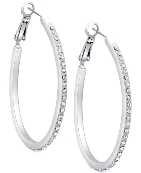 Серьги Guess Silver-Tone Oval Hoop