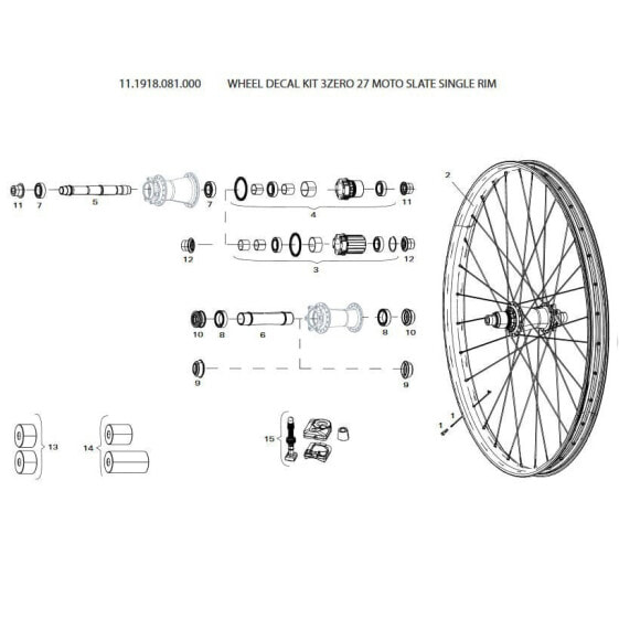 SRAM Wheel Decal Kit 3Zero 27 Moto Slate Single Rim