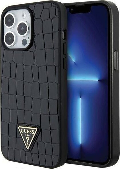 Guess GUESS GUHCP15XPCRTHCK IPHONE 15 PRO MAX 6.7" CZARNY/BLACK HARDCASE CROCO TRIANGLE METAL LOGO standard