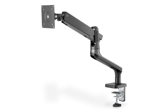 DIGITUS Design Monitor Clamp Mount with 2 x USB & Gas Spring - Clamp - 9 kg - 43.2 cm (17") - 81.3 cm (32") - 100 x 100 mm - Grey