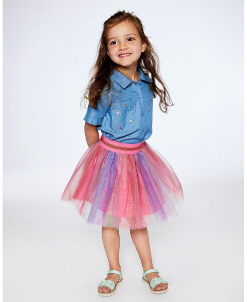 Girl Tulle Skirt Rainbow Stripe - Toddler|Child