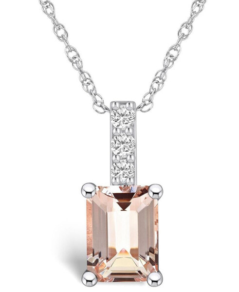 Morganite (1-3/8 Ct. T.W.) and Diamond Accent Pendant Necklace in 14K White Gold