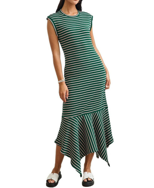 Women's Striped Ribbed Flowy Maxi Beach Dress