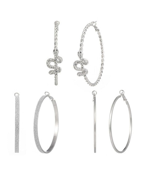 Trio Snake Hoop Earring Set