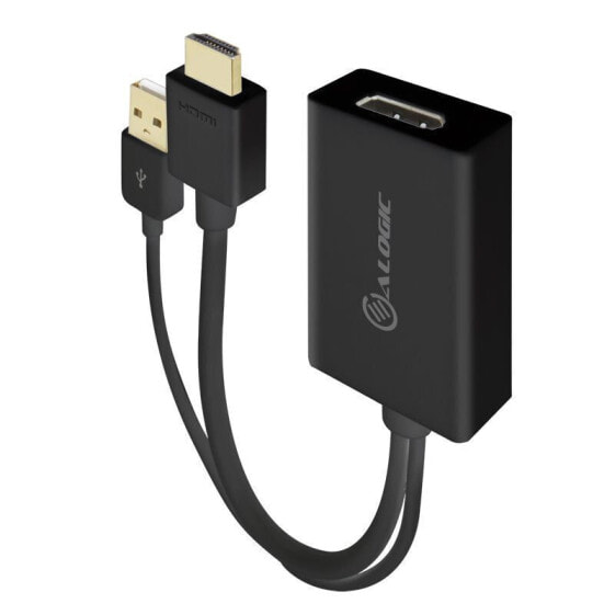 Alogic HDMI Male to DisplayPort Female Adapter with USB Cable for Power - BLACK - DisplayPort - HDMI + USB - Male - Female - 3840 x 2160 pixels - 120 Hz
