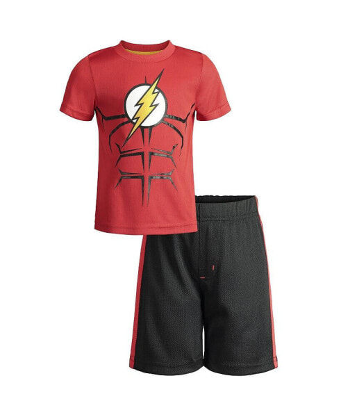 Justice League Athletic Pullover T-Shirt and Mesh Shorts Outfit Set Toddler to Big Kid