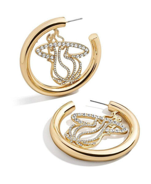 Women's Gold Miami Heat Logo Hoop Earrings