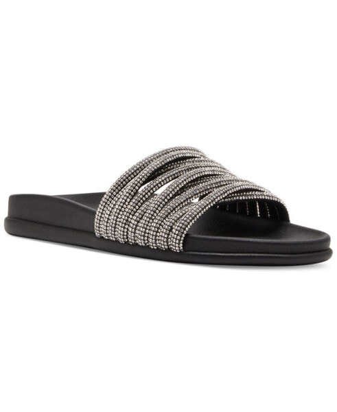 Xana Rhinestone Strappy Footbed Slide Sandals