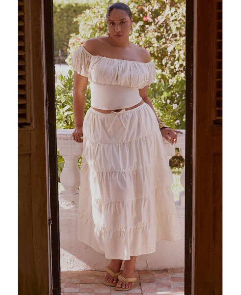 Plus Size Tiered Maxi Skirt