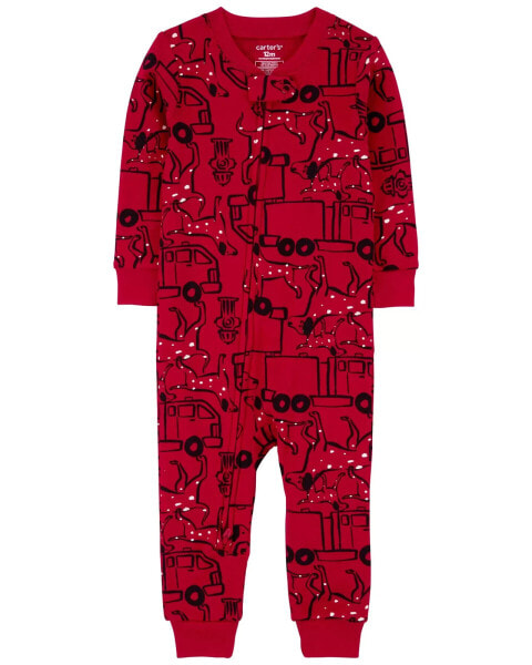 Baby 1-Piece Firetruck 100% Snug Fit Cotton Footless Pajamas 12M