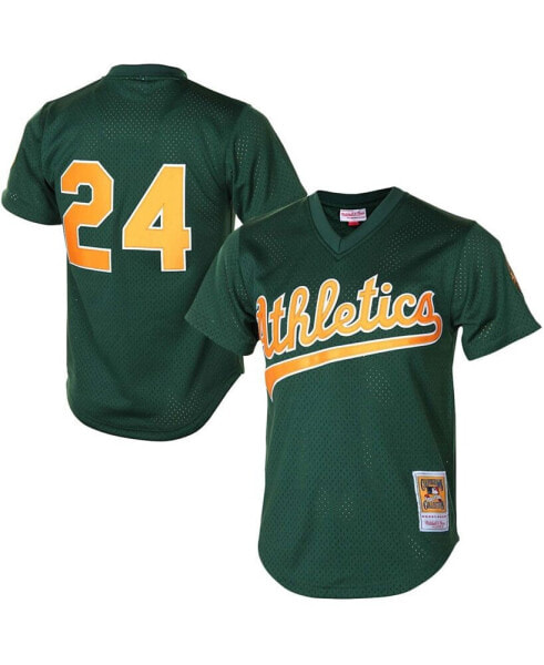 Men's Rickey Henderson Green Oakland Athletics 1998 Cooperstown Mesh Batting Practice Jersey