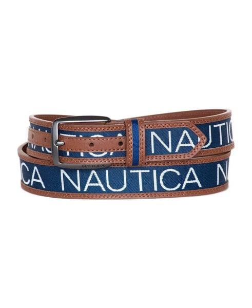 Ремень с логотипом Nautica с кожаной отделкой