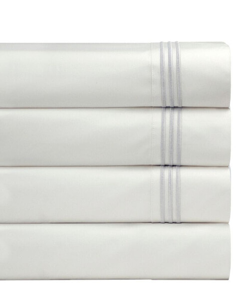 300 Thread Count Embroidered Cotton Oversized Percale Sheet Set, Queen
