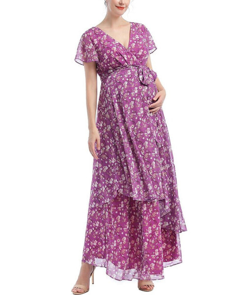 Платье для беременных от kimi + kai "Faux Wrap Chiffon Maxi Dress"
